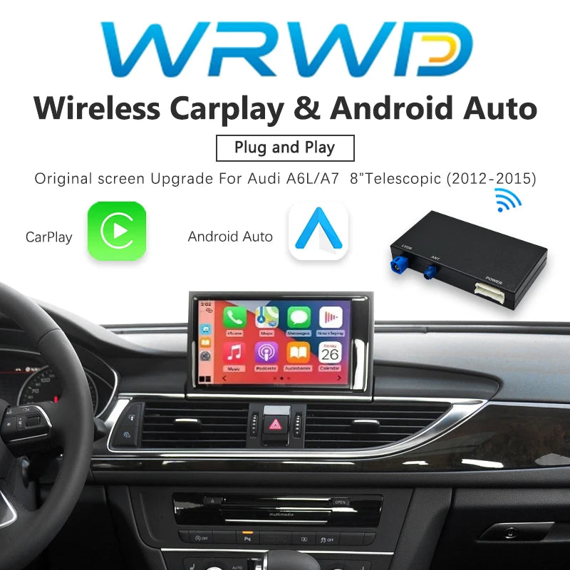 WRWD NEW Wireless CarPlay Android Auto Interface For Audi 2012-2015 A6L A7 8-inch Original