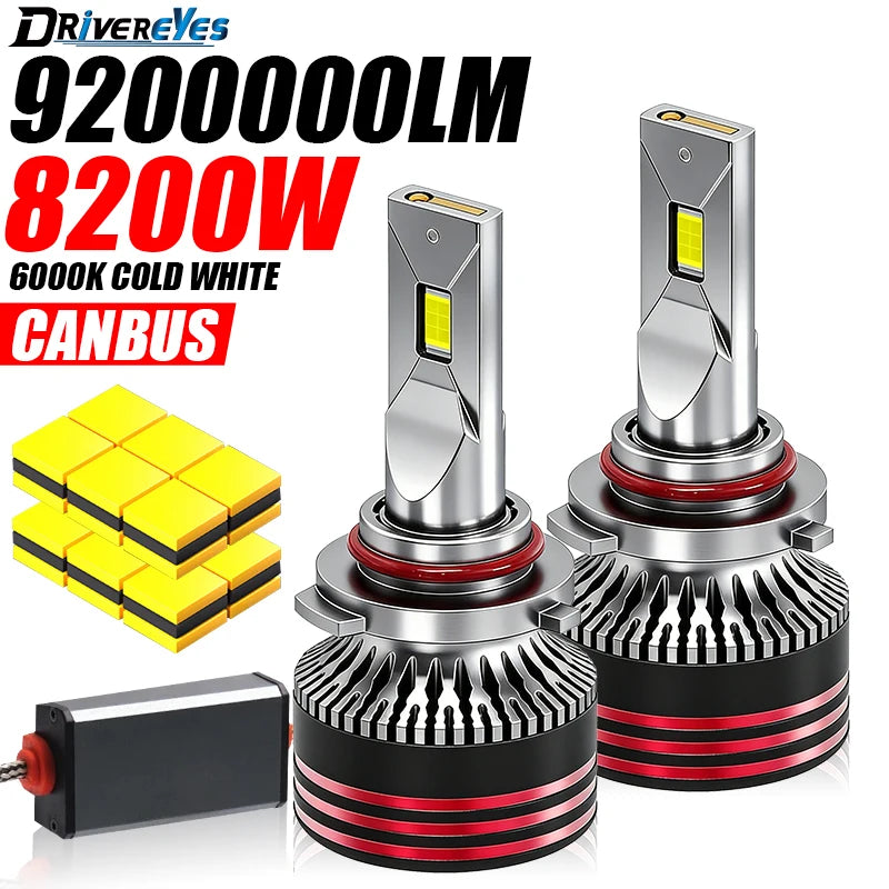 M8PRO H7 LED Car Headlights H4 Canbus 8200W 9200000LM H3 H1 H8 H11 9005 HB3 9006 HB4 9012