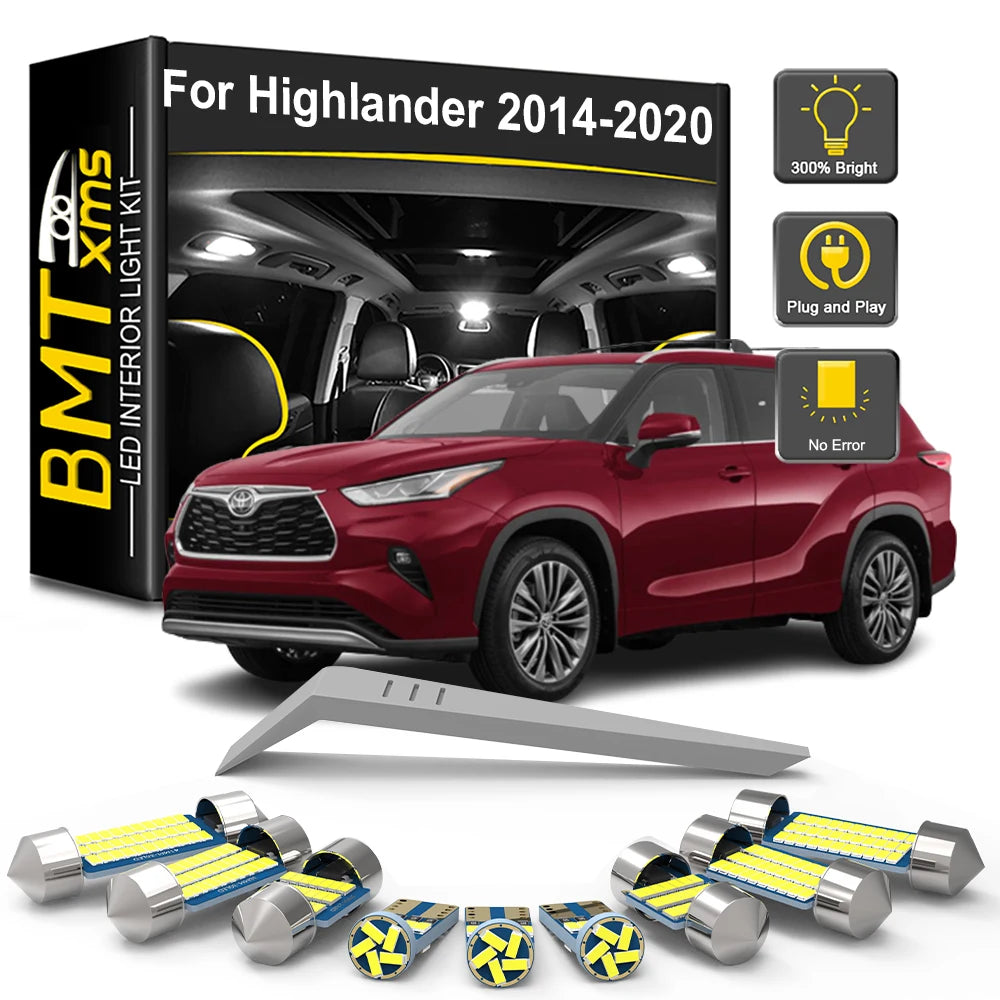 15-Piece LED Interior Light Kit for Toyota Highlander - Canbus Error-Free Bulbs | AUTOKITSHOP