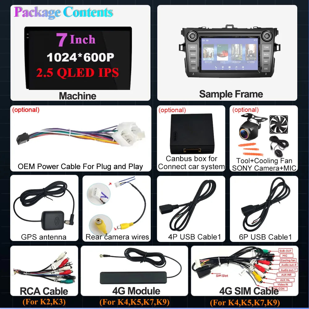 7" Car Radio For Toyota Corolla E140/150 2009 2010-2012 Android 16 Multimedia Video Player | AUTOKITSHOP