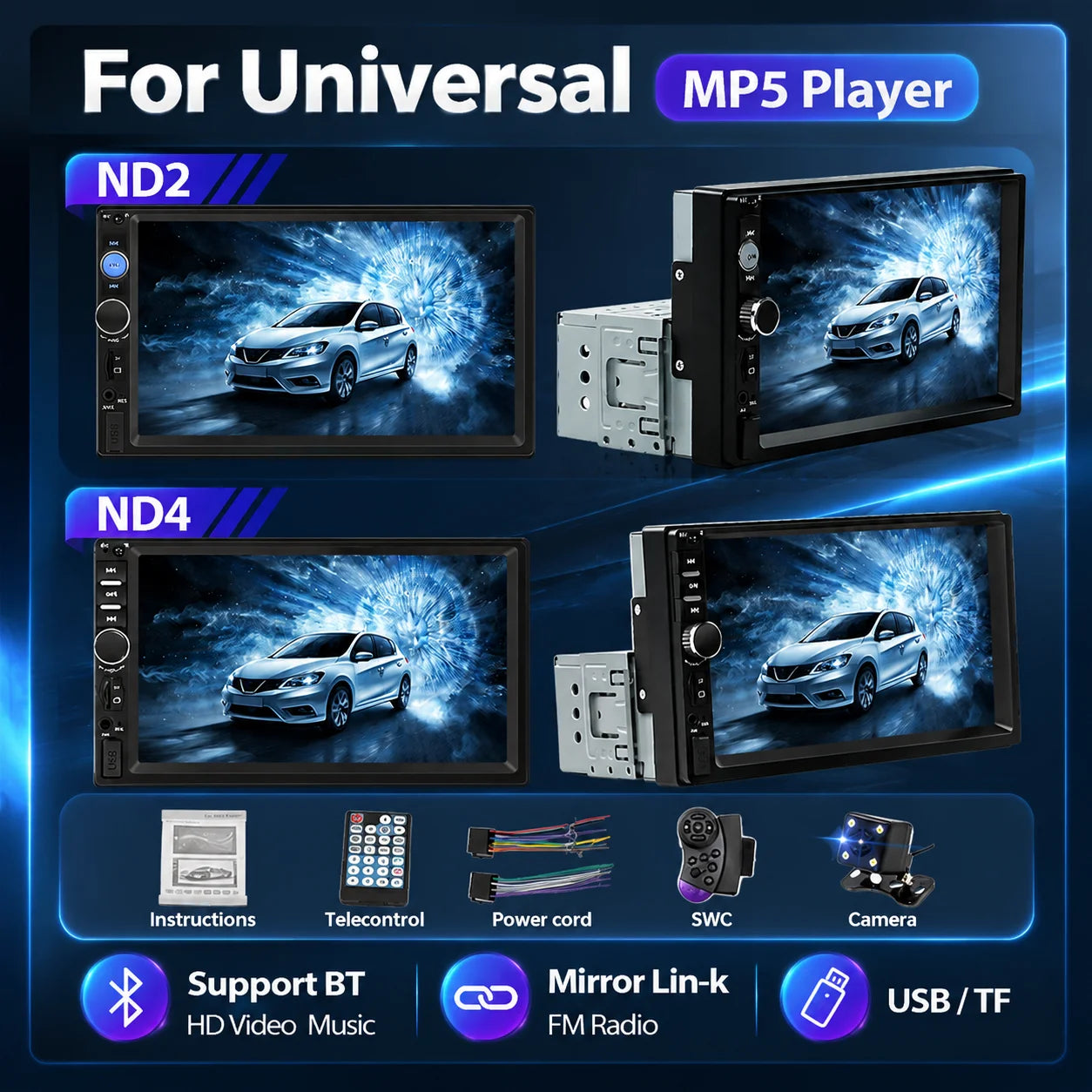 7“ HD Touch Screen 1 din MP5 Player Car Radio Autoradio Multimedia Player For Universal Ca