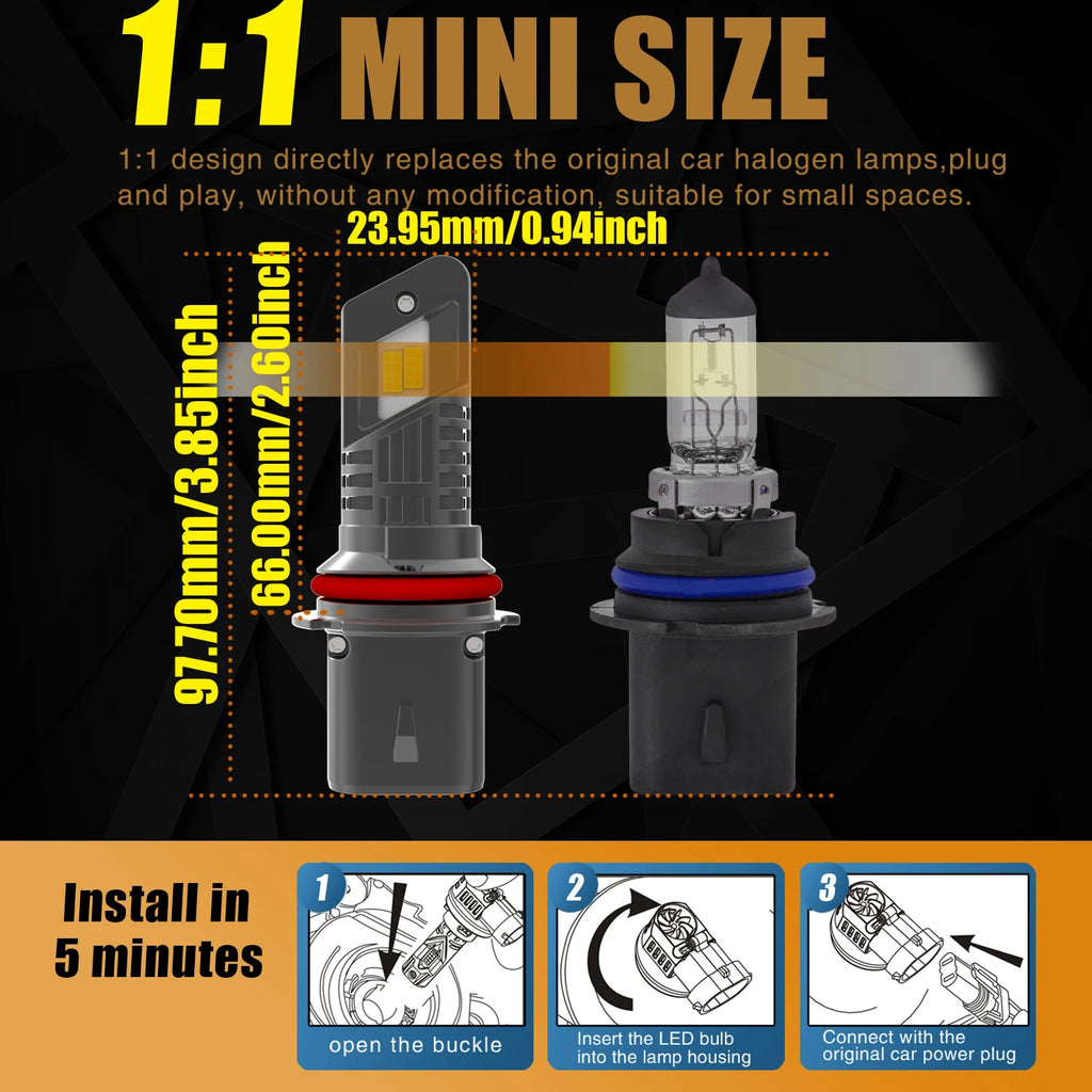 HB5 9007 PX29T LED Vehicle Headlight Canbus Error Free Powerful Car Driving Turbo Diode Bu