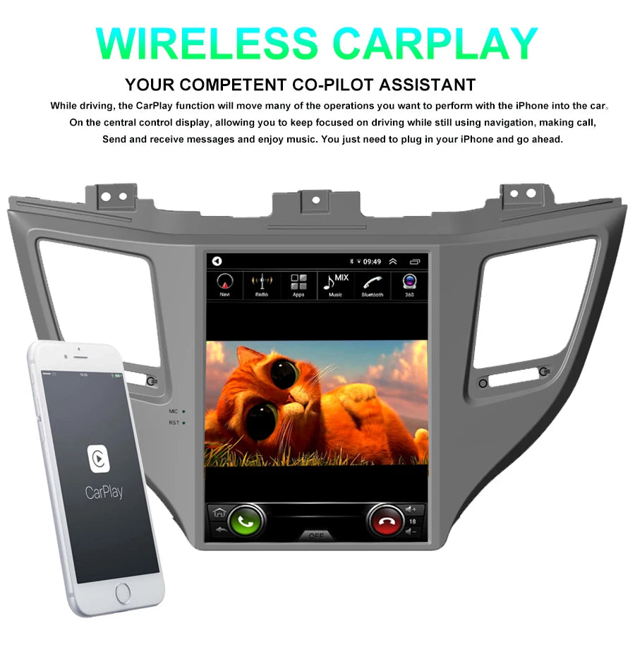 9.7inch Android 14 For Hyundai Tucson 2017 2016 Vertical Screen Car Radio Multimedia Video