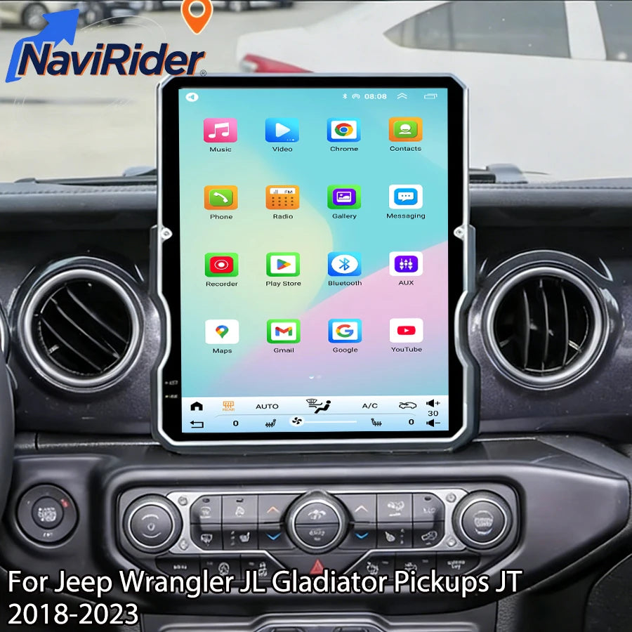 12.1inch Android Screen Navigation For Jeep Wrangler JL Gladiator Pickups JT 2018-2023 Mul