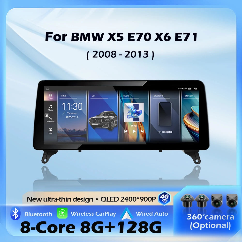 QLED Screen Wireless Carplay For BMW X5 E70 X6 E71 2008 - 2013 CCC CIC System Car Radio Mu