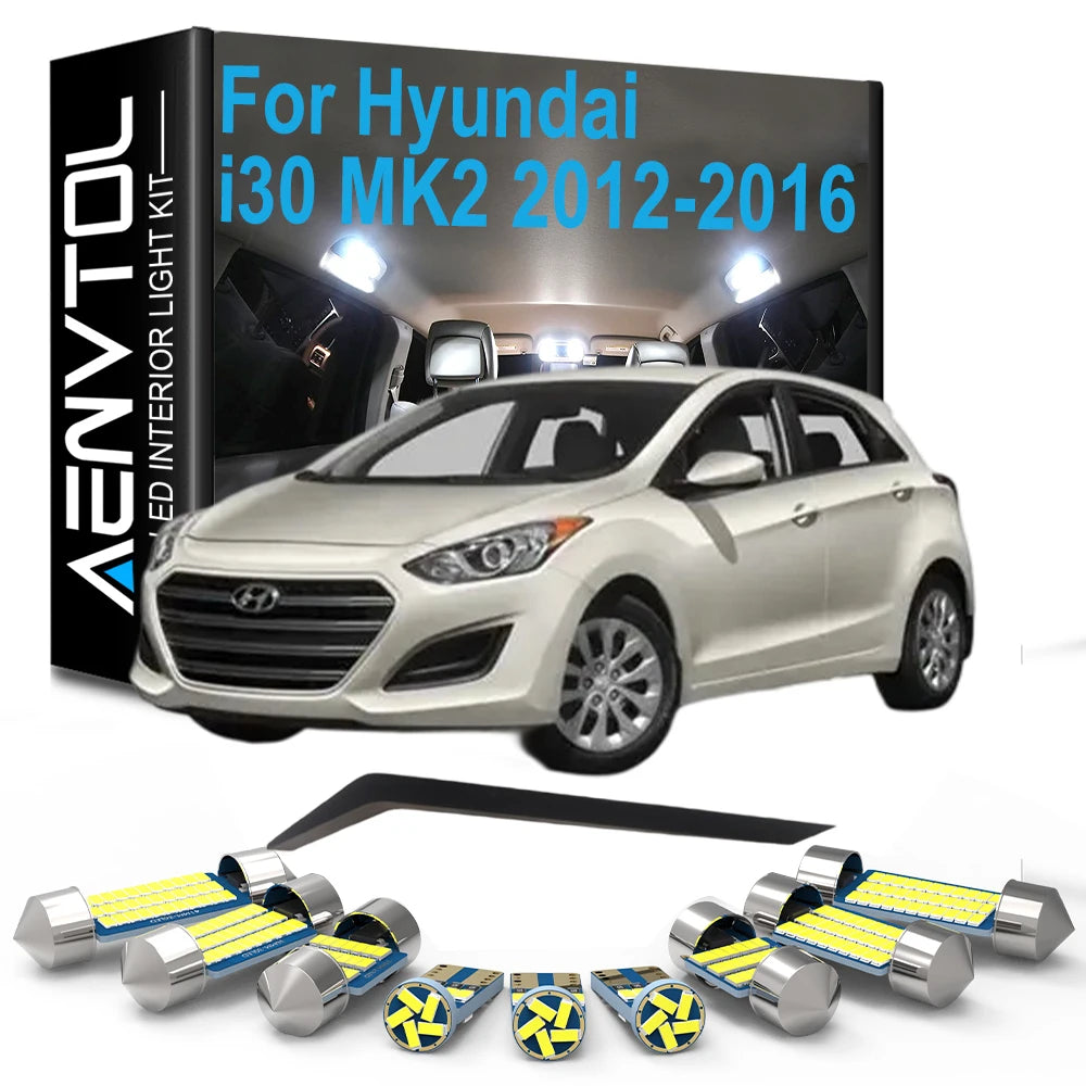 12-Piece LED Interior Light Kit for Hyundai MK2 - Canbus Error-Free Interior Bulbs