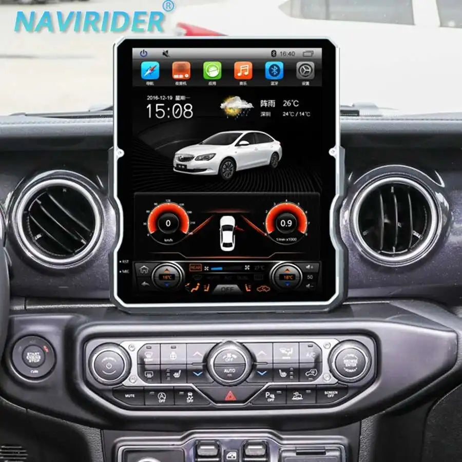 12.1" Android 14 Screen Car Radio For Jeep WRANGLER 2018-2023 Multimedia GPS Tesla Style V