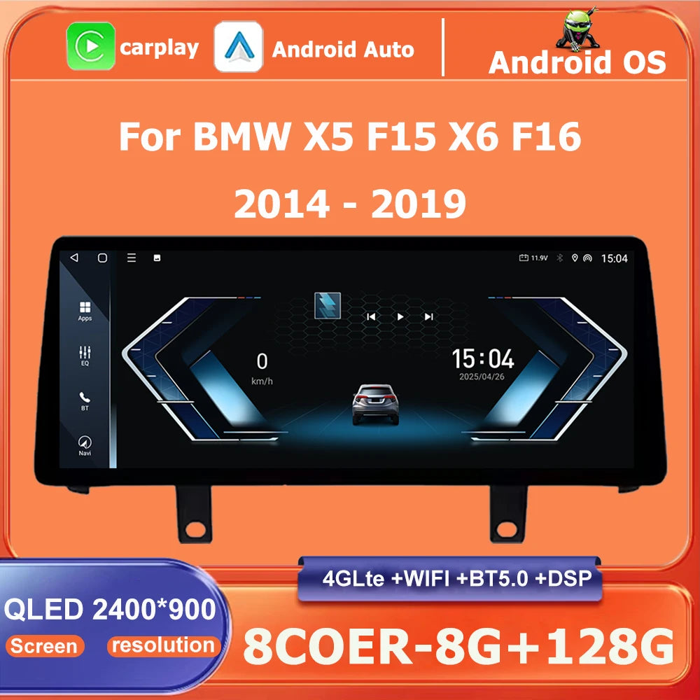12.3" Android 16 For BMW X5 F15 X6 F16 2014-2019 NBT EVO Wireless Carplay WiFi BT Car GPS