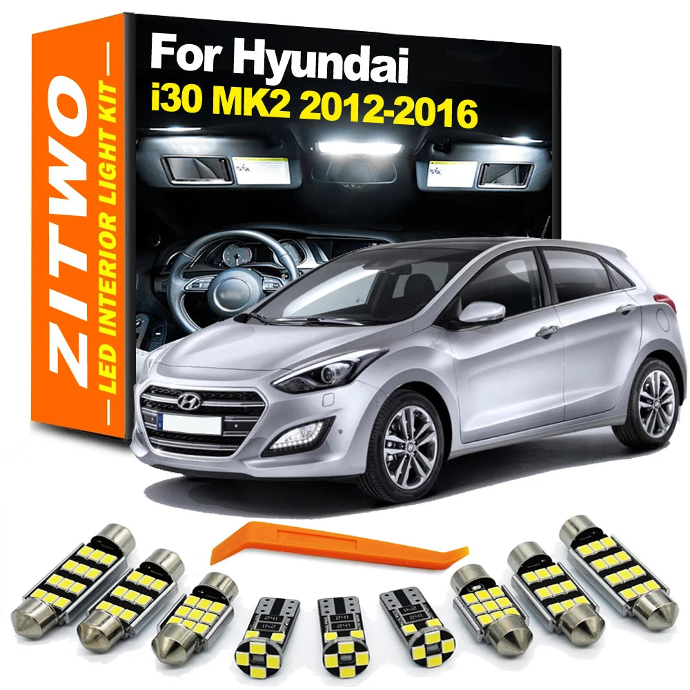 ZITWO 12Pcs Vehicle Lamp For Hyundai i30 MK2 2012 2013 2014 2015 2016 LED Interior Dome Map License Plate Light Kit Car Bulbs
