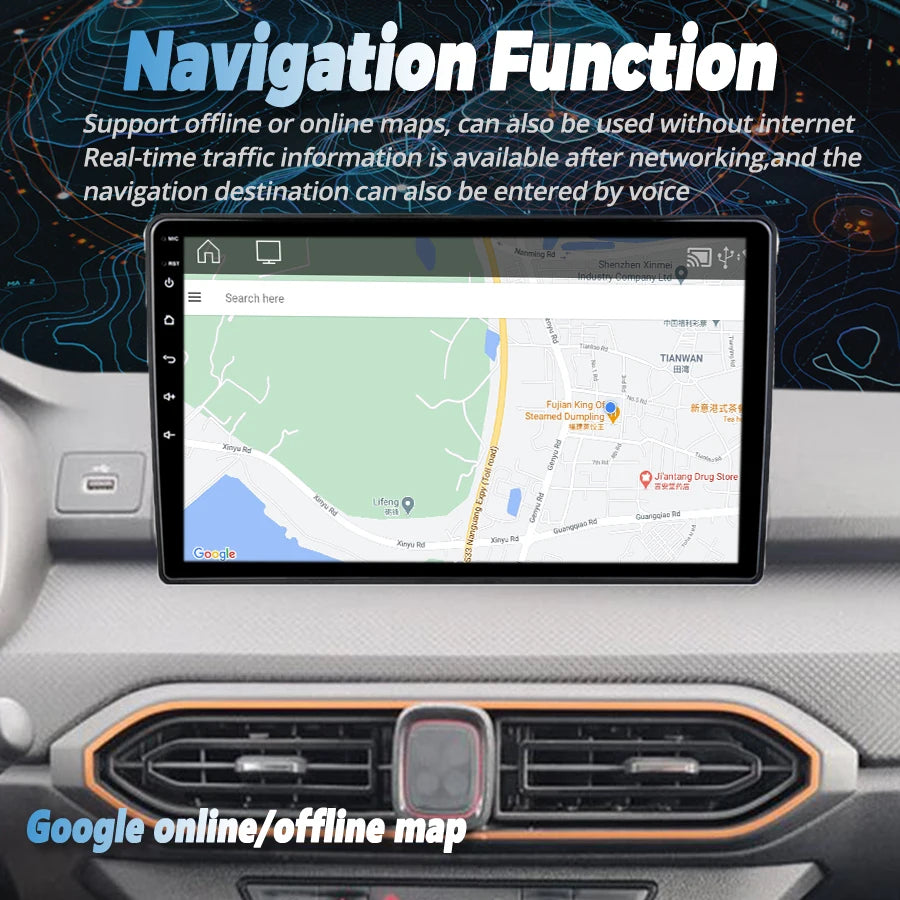 9inch Android 14 Car Radio GPS For For Renault Sandero Dacia Sandero 2019-2025 Multimedia