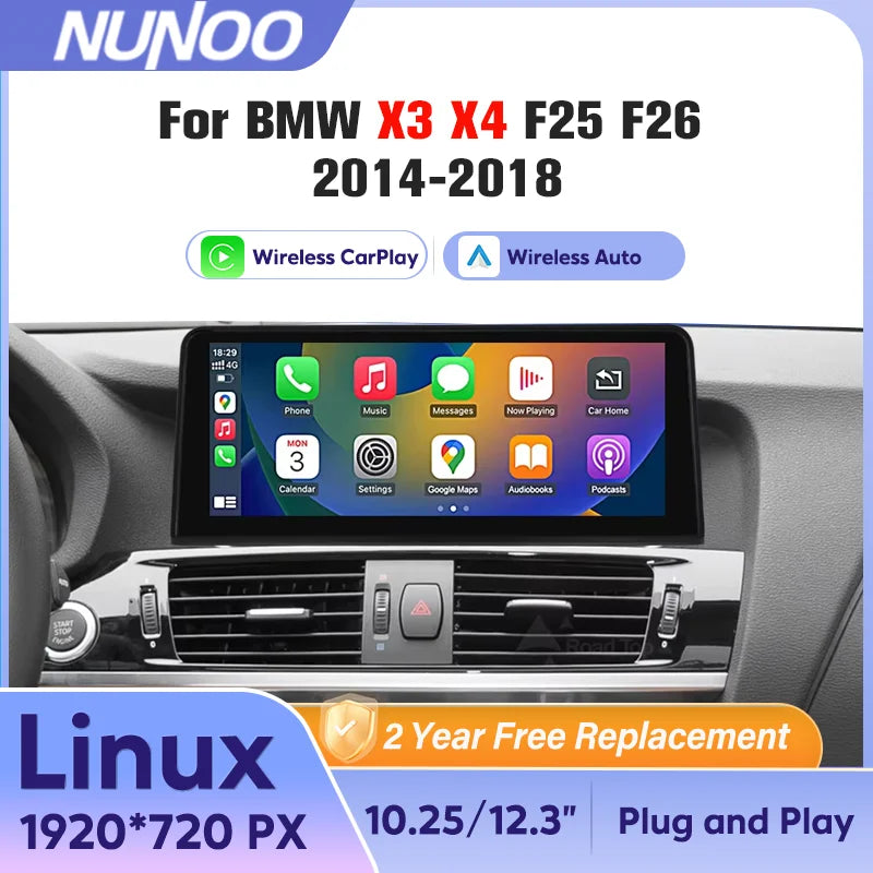 Wireless Carplay Android Auto Screen For BMW X3 F25 X4 F26 2014-2018 Car Stereo Radio Mult