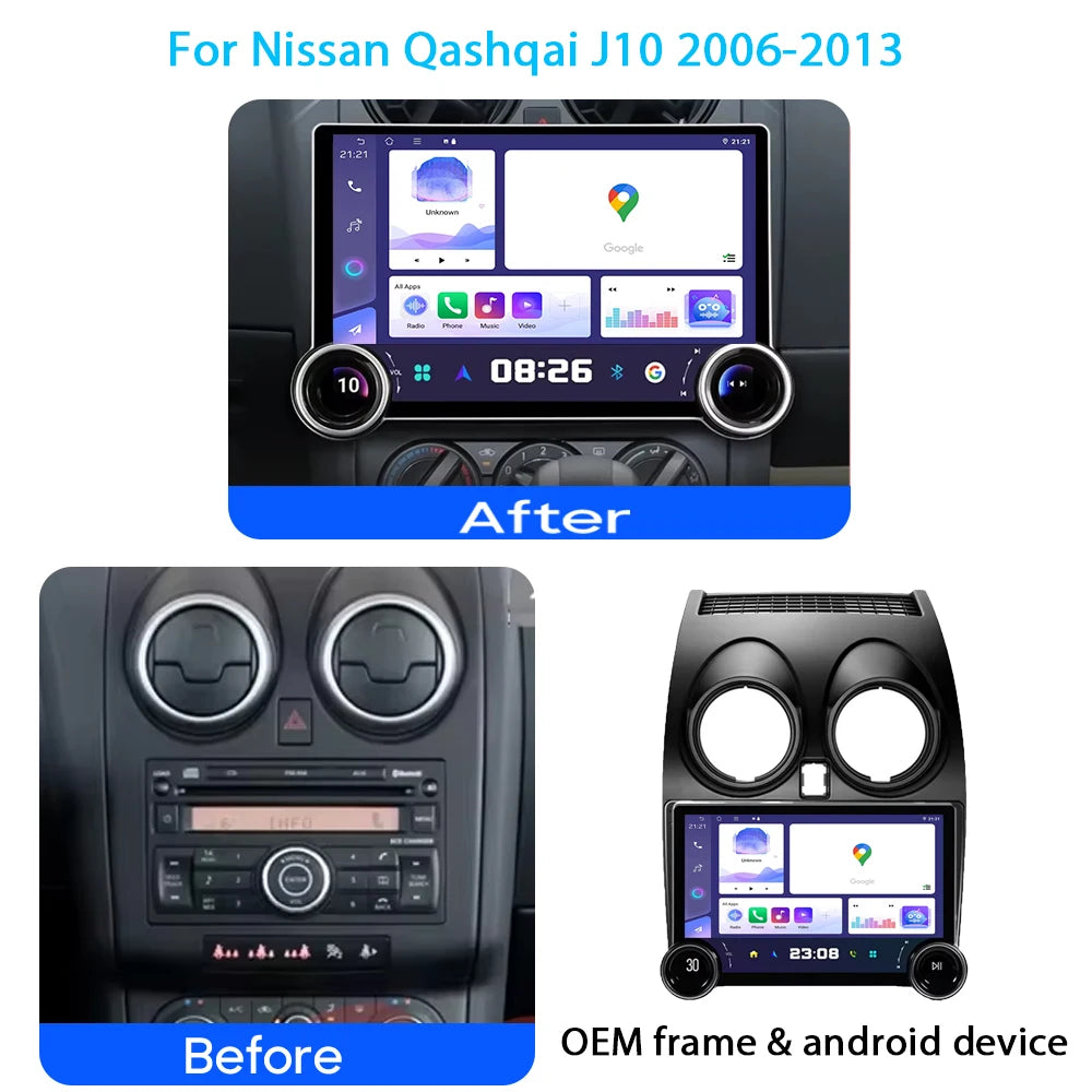 5G WIFI For Nissan Qashqai J10 2005 - 2013 Car Android Auto Radio Carplay Navigation Multi