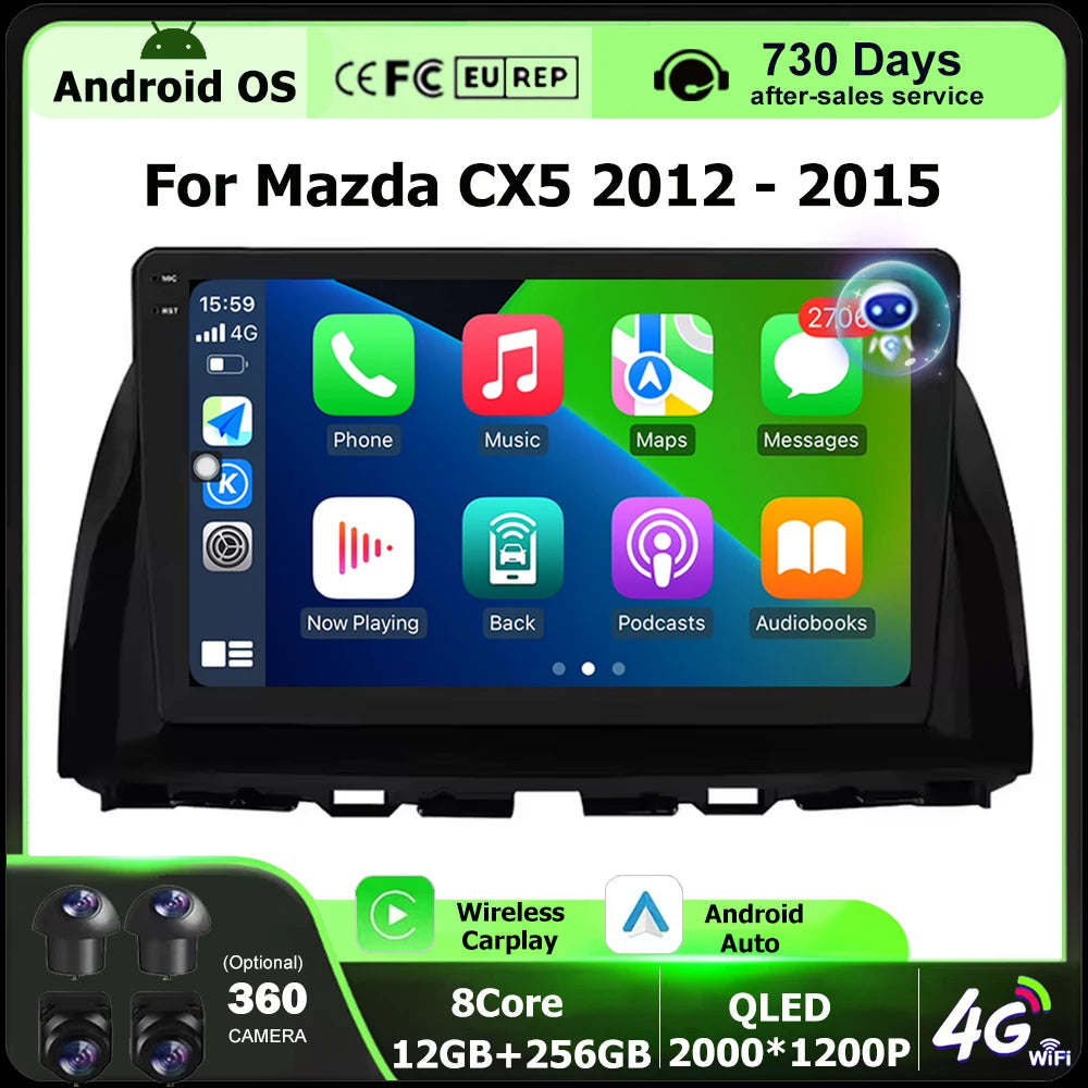 Android 16 Auto For Mazda CX5 CX-5 CX 5 2012-2015 Car Radio Multimedia Video Player GPS Na