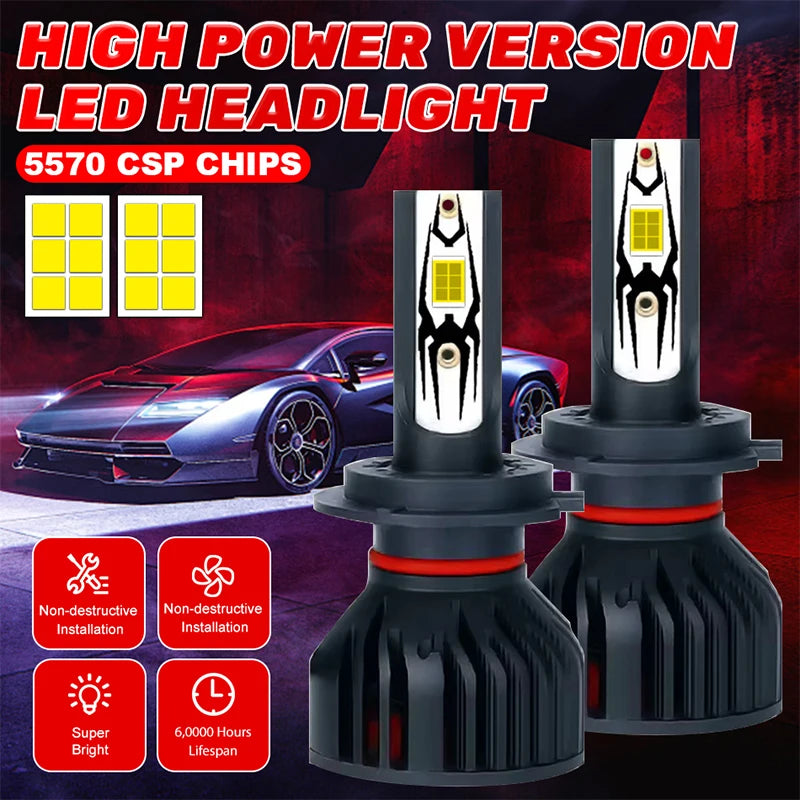 H7 H4 H11 LED Headlight CANBUS H8 H9 H1 9005 HB3 9006 HB4 9012 HIR2 Turbo 12PCS 5570 SCP F
