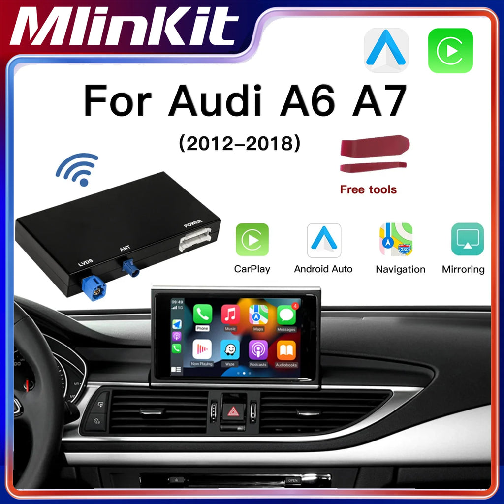 For Audi A6 A7 Wireless Apple CarPlay Android Auto Module 2012-2018 Supports Bluetooth aud