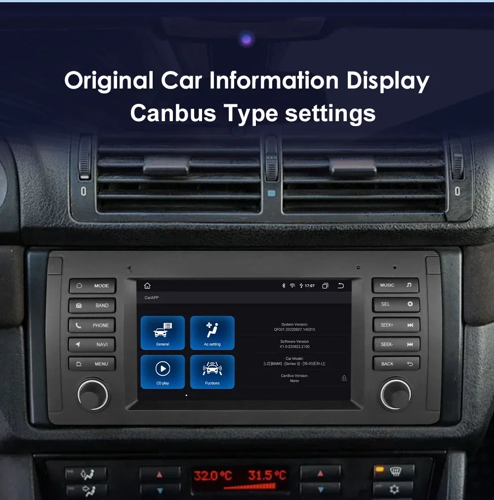 AI Carplay Android 12 Car Radio For BMW 5 E39 M5 1996-2003 multimídia GPS Navigation Stere