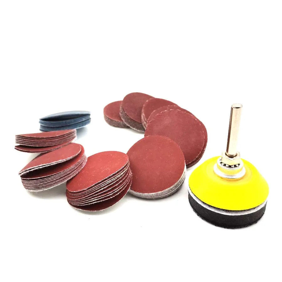 2" Sanding Disc Sand Paper Hook Loop Sander+Backer Pad+M6 Drill Adapter