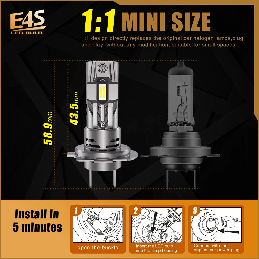 150W 30000LM H7 LED Headlight Bulb Beam Kit Mini Wireless CSP Car Headlamp Auto Diode Lamp