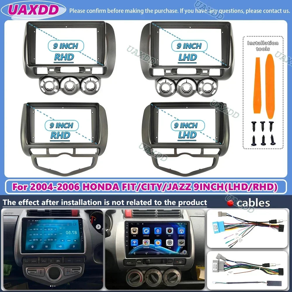 For 2002-2007 Honda fit city jazz 9inch radio android stereo frame panel fascia dashboard