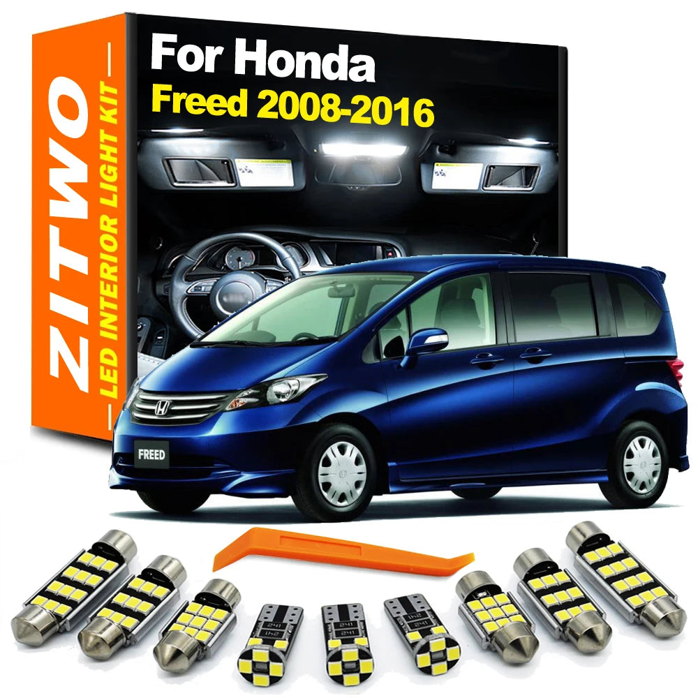 ZITWO 12Pcs LED Interior Dome Map Light Kit For Honda Freed 2008 2009 2010 2011 2012 2013 2014 2015 2016 License Plate Lamp