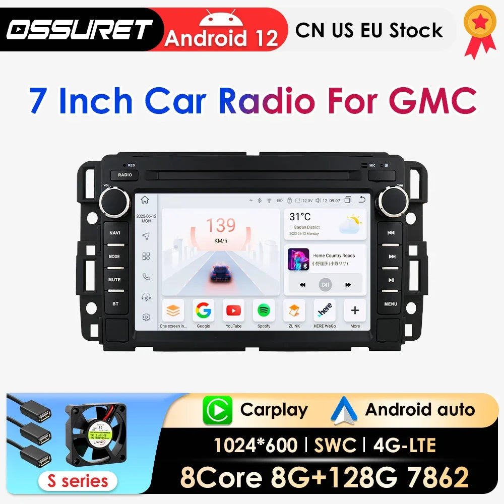 Android 12 Car Radio GPS for Chevrolet Silverado Tahoe Monte GMC Yukon 3 Denali Acadia Mul