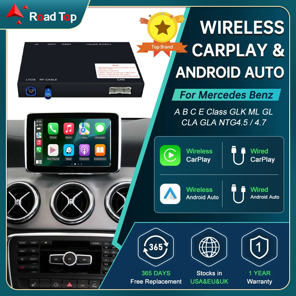 RoadTop NTG 4.5 Linux Module Wireless CarPlay for Mercedes Benz A Class W176 B W246 CLA GL