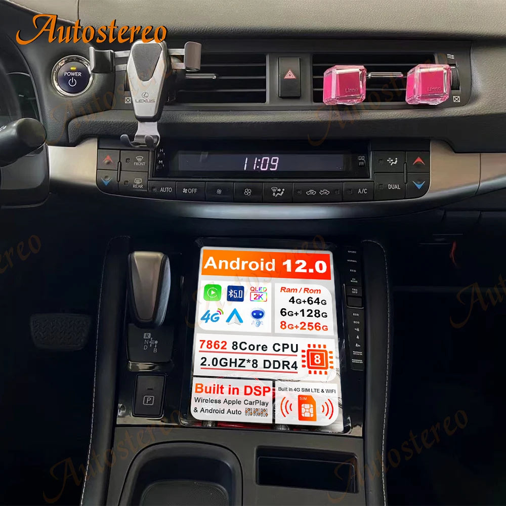 9'' 8+256GB Android 12 For Lexus CT200 CT200H CT 2011-2022 Car Tesla Radio Multimedia Play