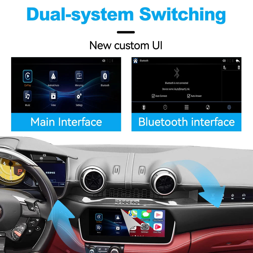 Wireless CarPlay Android Auto Retrofit Interface for Ferrari Portofino/GTC4 2018-2023 - OEM Mic & Camera Support