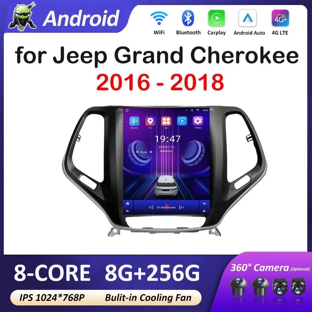 9.7 inch Car Multimedia Radio Video Player Android 14 for Jeep Grand Cherokee 2016 2017 -