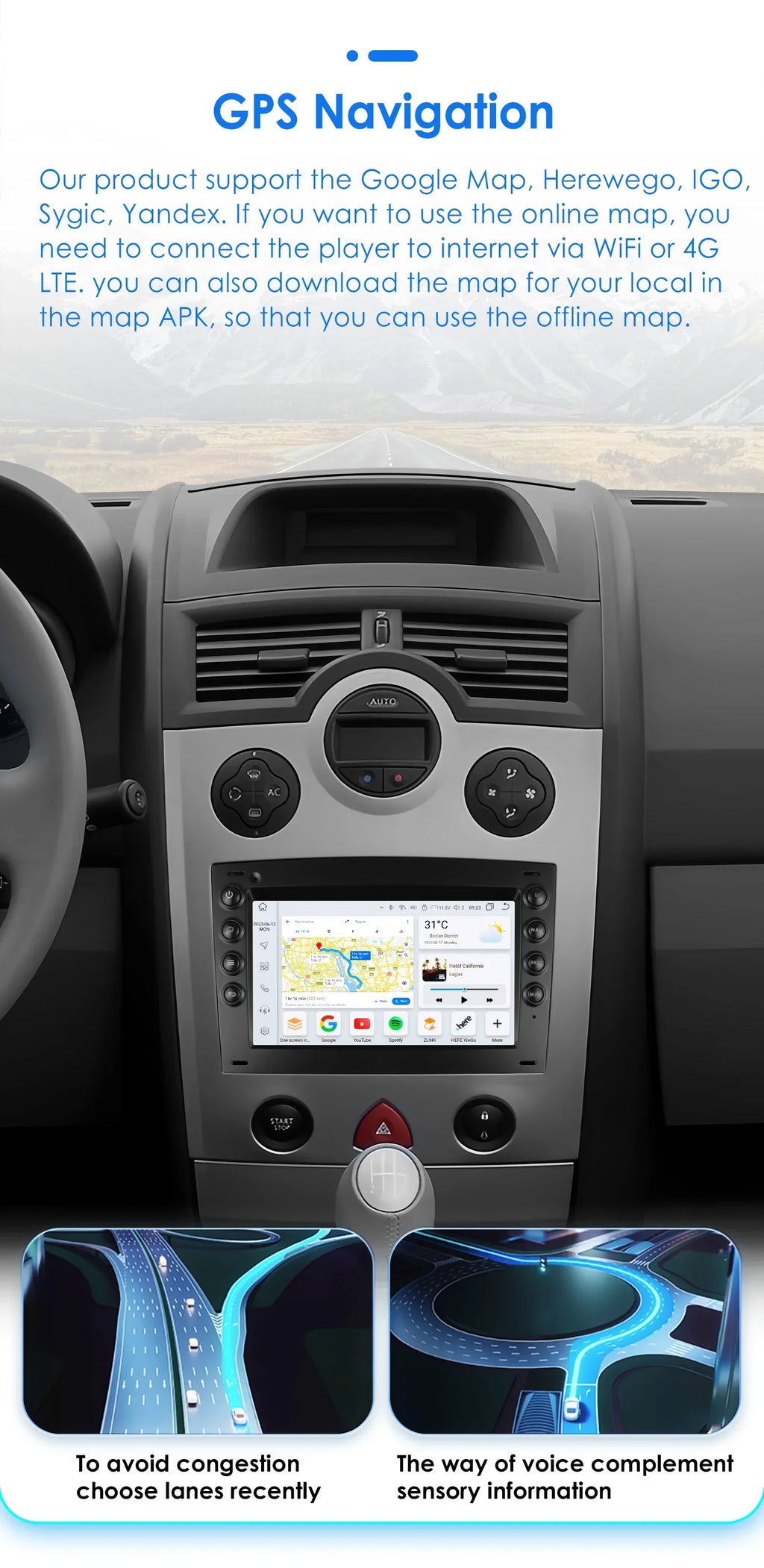 2 din Carplay Android Auto Car Radio For Renault Megane 2 2002-2009 Car Multimedia GPS aut