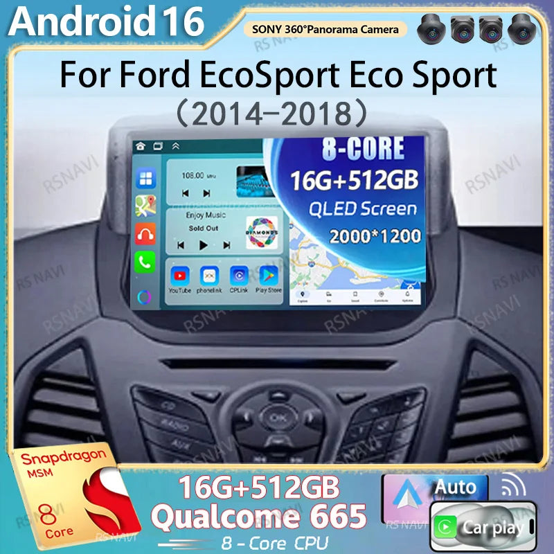Android 16 Carplay Auto Car Radio For Ford EcoSport Eco Sport 2014 2015 2016 2017 2018 GPS