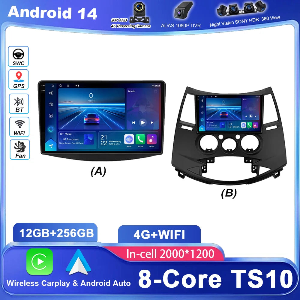 Car Android 14 GPS Navigation For Mitsubishi Grandis 2003-2011Auto Radio Stereo Multimidia
