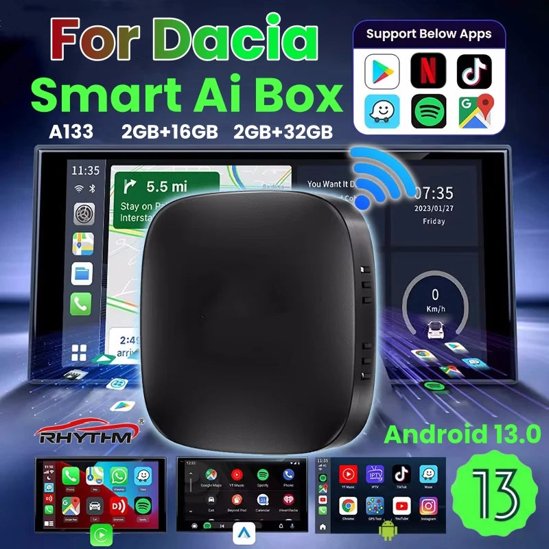 CarPlay Ai Box Android 13 Wireless Android Auto For Netflix Youtube For Dacia Spring Logan | AUTOKITSHOP