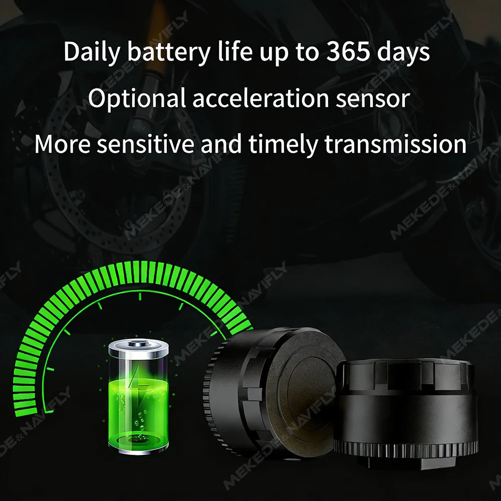 BT5.4 Wireless TPMS for Motorcycles Truck Car App Real-Time Tire Pressure Temperature Moni | AUTOKITSHOP