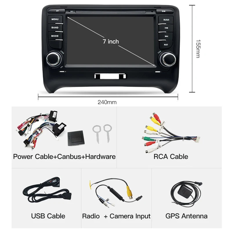 SZLELV Car Radio Android 15 For Audi TT MK2 8J Carplay Auto Audio Video Player Autoradio G