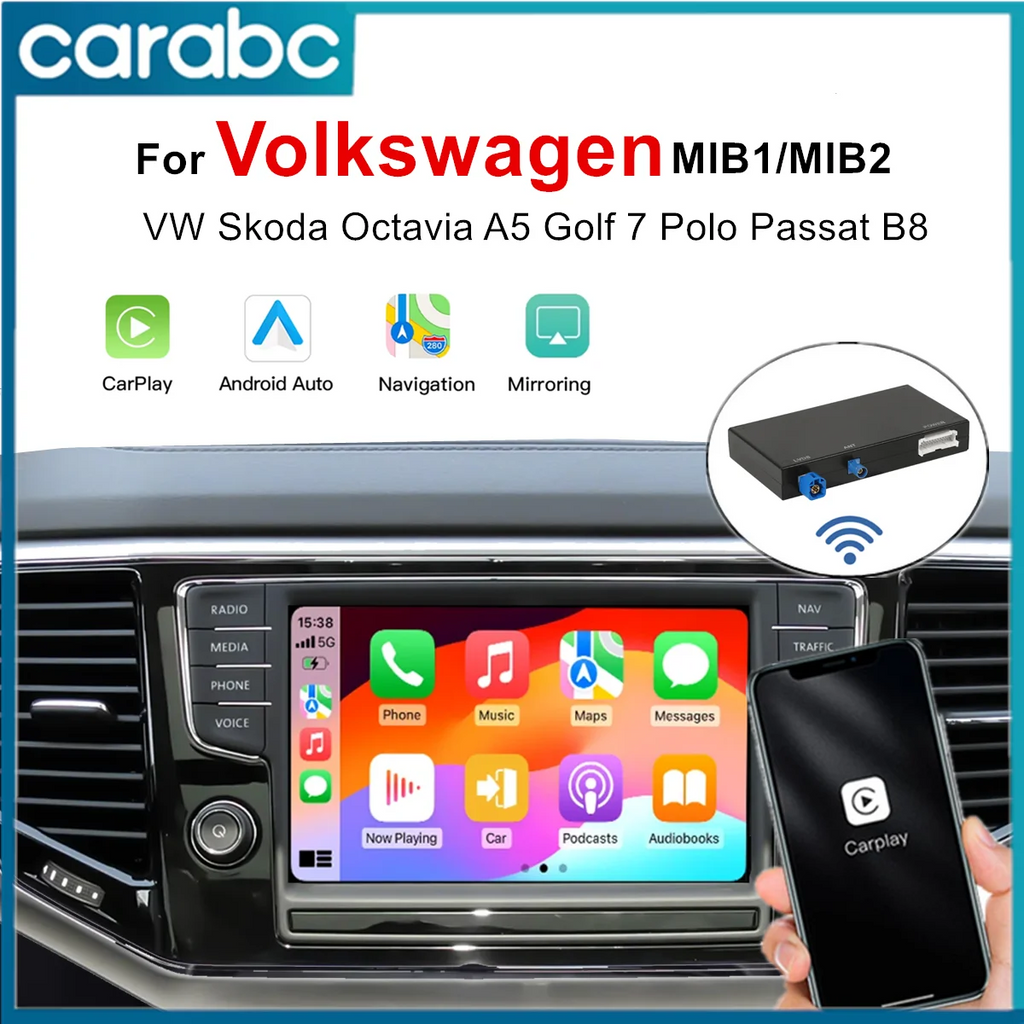 CARABC Wireless Carplay Android Auto Airplay Autolink For VW Volkswagen Skoda Octavia A5 G