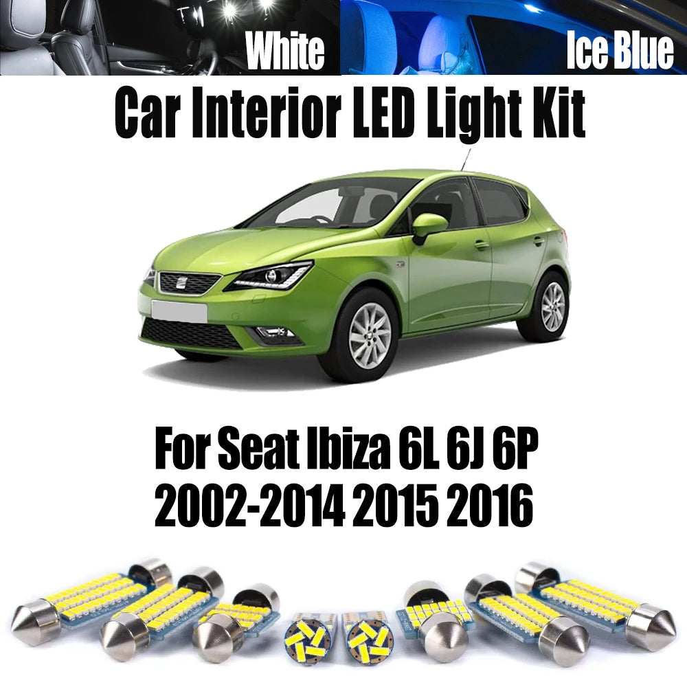 LED Interior Light Kit for Seat Ibiza 6L 6J 6P 2002-2014 - Canbus Dome Map Door Trunk Bulbs | AUTOKITSHOP