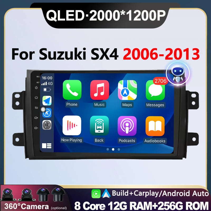 Android 16 Car Radio For Suzuki SX4 2006-2013 Fiat Sedici 2005-2014 Multimedia Video Playe | AUTOKITSHOP