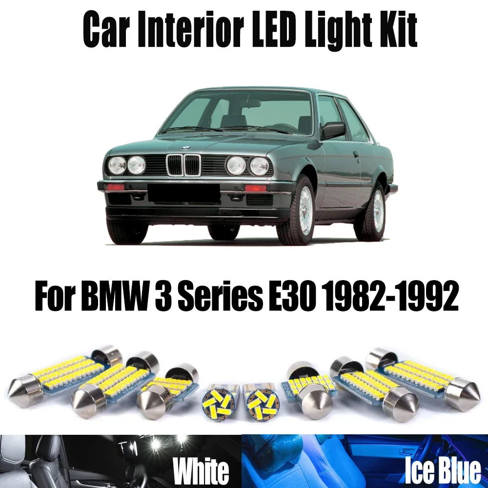 10-Piece LED Interior Light Kit for BMW 3 Series E30 1982-1991 - Canbus Dome Map Door Trunk Bulbs | AUTOKITSHOP