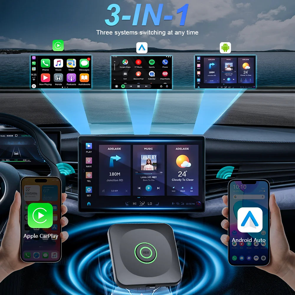 2 in1 Wired to Wireless CarPlay Adapter Plug & Plug Auto Connect Converts for Wired Cars C