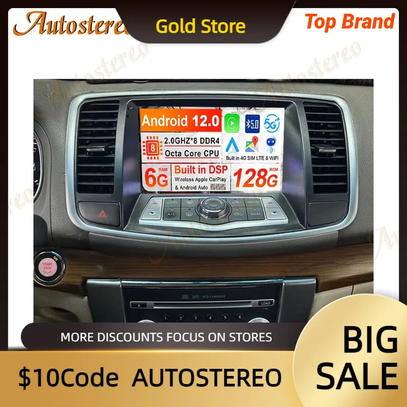 4G LTE 128GB Android14 For NISSAN Teana 2008-2012 Touch Screen Car Auto Radio Navigation G