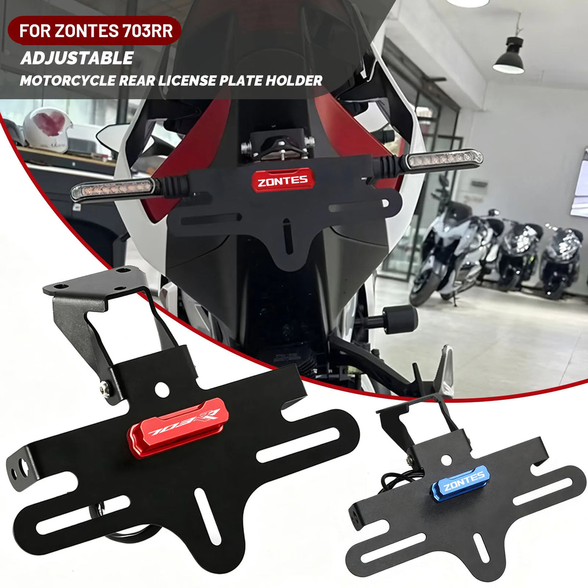 For Zontes 703RR 703 RR Motorcycle Short Tail License Plate Bracket Foldable License Plate Brack - Automotive LED Light