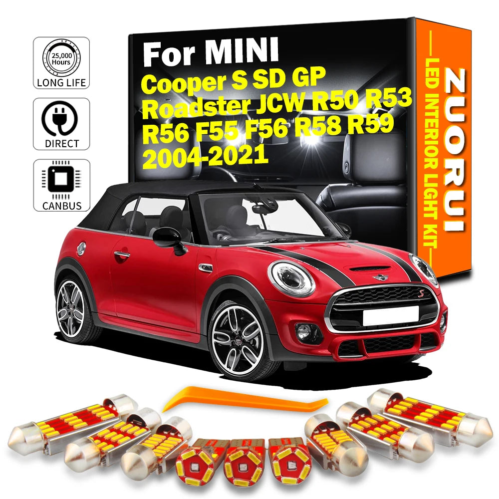 LED Interior Light Kit for MINI Cooper S SD GP Roadster JCW R50 R53 R56 F55 F56 R58 R59 Led Bulbs - Canbus Error-Free...