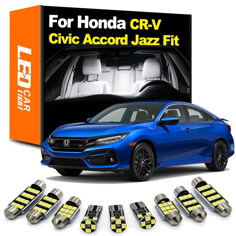 LED Interior Light Kit for Honda Civic CR-V CRV Accord Fit Jazz Canbus Vehicle Indoor Bulb Dome Reading Trunk No Erro...