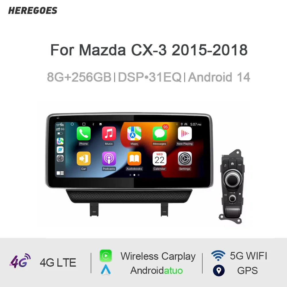 7" Android 15.0 Car Radio GPS for Mazda CX-3 2015-2020 - 8 Core 12GB RAM 256GB ROM Bluetooth RDS Multimedia Player