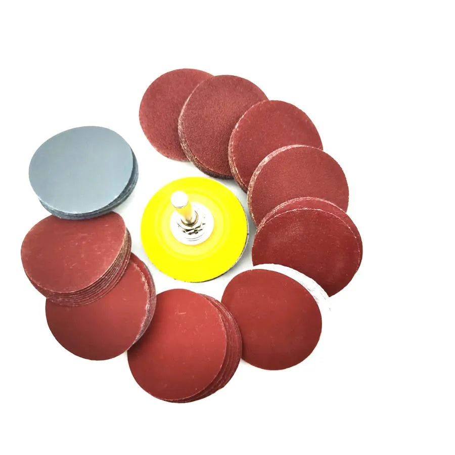 2" Sanding Disc Sand Paper Hook Loop Sander+Backer Pad+M6 Drill Adapter