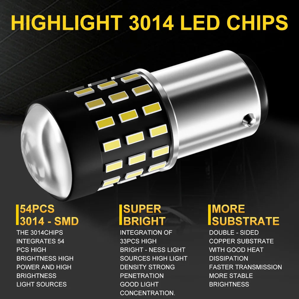 TOAUTO 2PCS P21 LED Light Car BA15S BAU15S BAY15D P21W PY21W Signal Light Additional Brake