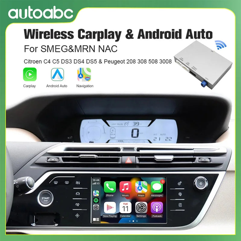Wireless Carplay adapter Android Auto module For Peugeot Citroen SMEG MRN 208 308 508 3008
