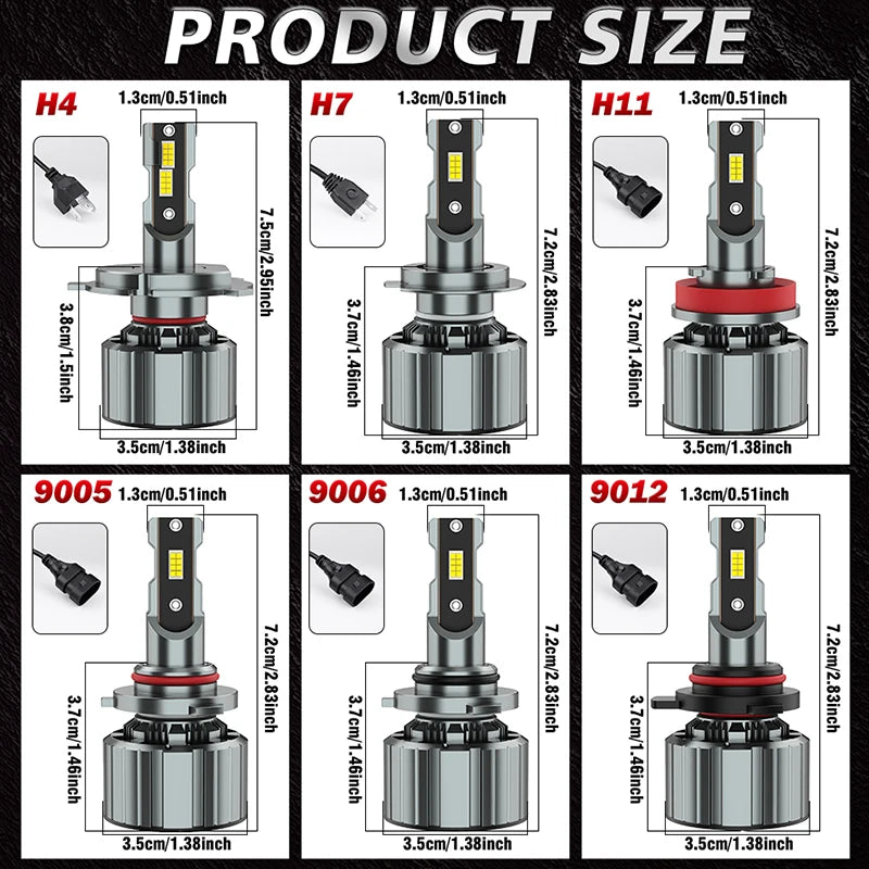 H4 H7 LED Headlight Canbus H1 H8 H9 H11 9005 HB3 9006 HB4 9012 HIR2 5570 CSP Chip Turbo Fo