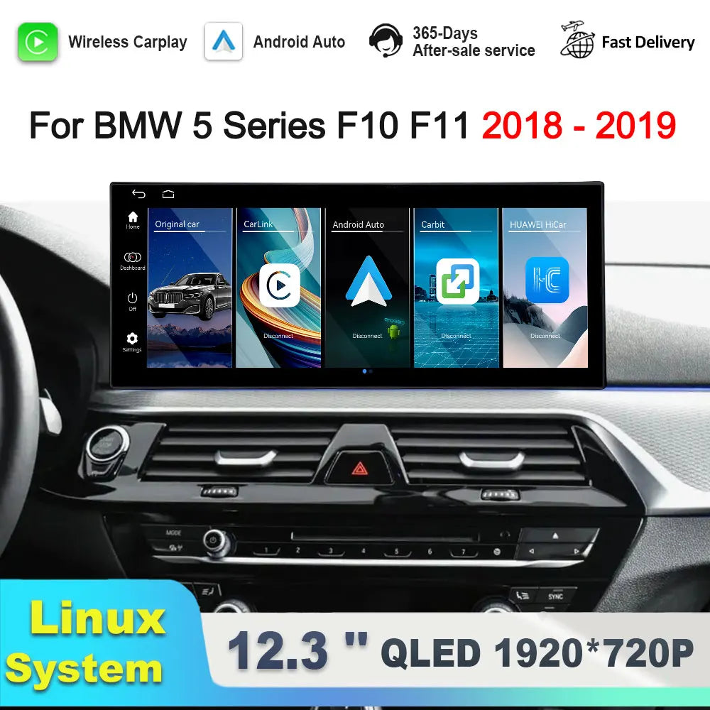 12.3'' for BMW 5 Series F10 F11 2018 - 2019 EVO Linux System GPS Car Video Multimedia Play